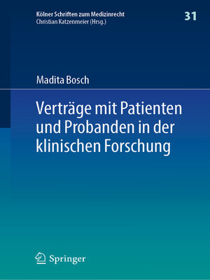 cover image of Verträge mit Patienten und Probanden in der klinischen Forschung